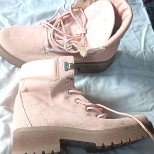 New pink suede timberland boots